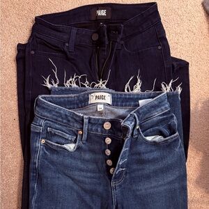 PAIGE Women's High Rise Dark and Medium Blue Jeans